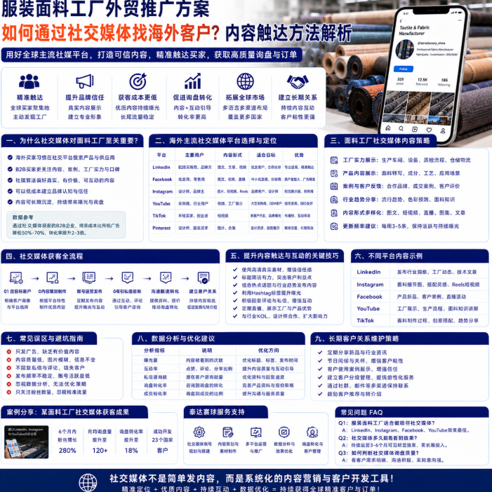服装面料工厂外贸推广方案如何通过社交媒体找海外客户？内容触达方法解析.png