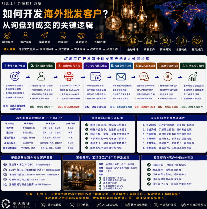 灯饰工厂外贸推广方案如何开发海外批发客户？从询盘到成交的关键逻辑.png