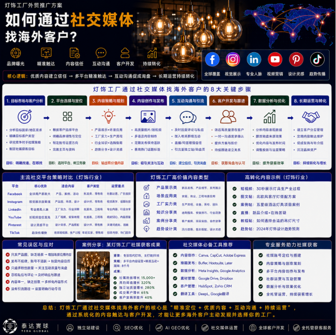 灯饰工厂外贸推广方案如何通过社交媒体找海外客户？内容触达方法解析.png