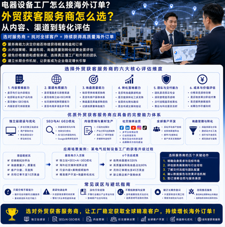 电器设备工厂怎么接海外订单外贸获客服务商怎么选？从内容、渠道到转化评估.png
