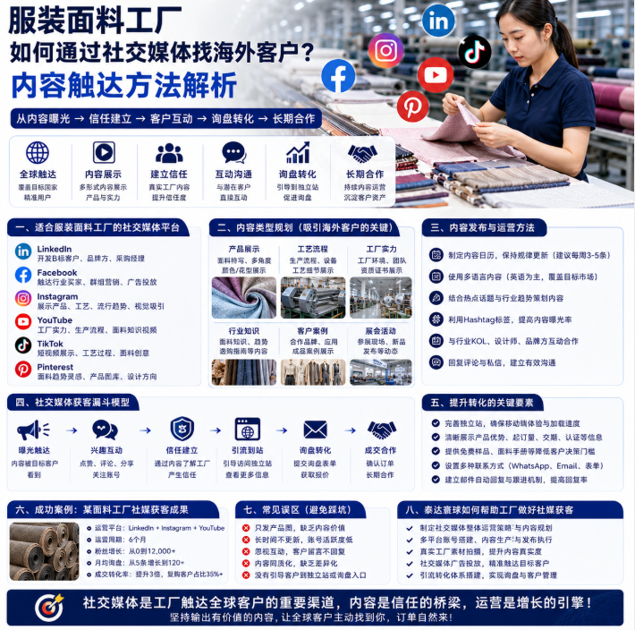 服装面料工厂外贸获客怎么做如何通过社交媒体找海外客户？内容触达方法解析.png