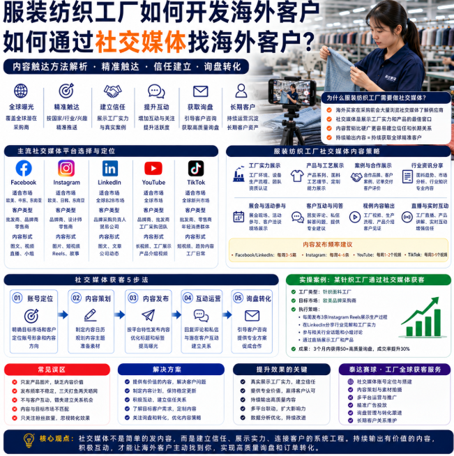 服装纺织工厂如何开发海外客户如何通过社交媒体找海外客户？内容触达方法解析.png