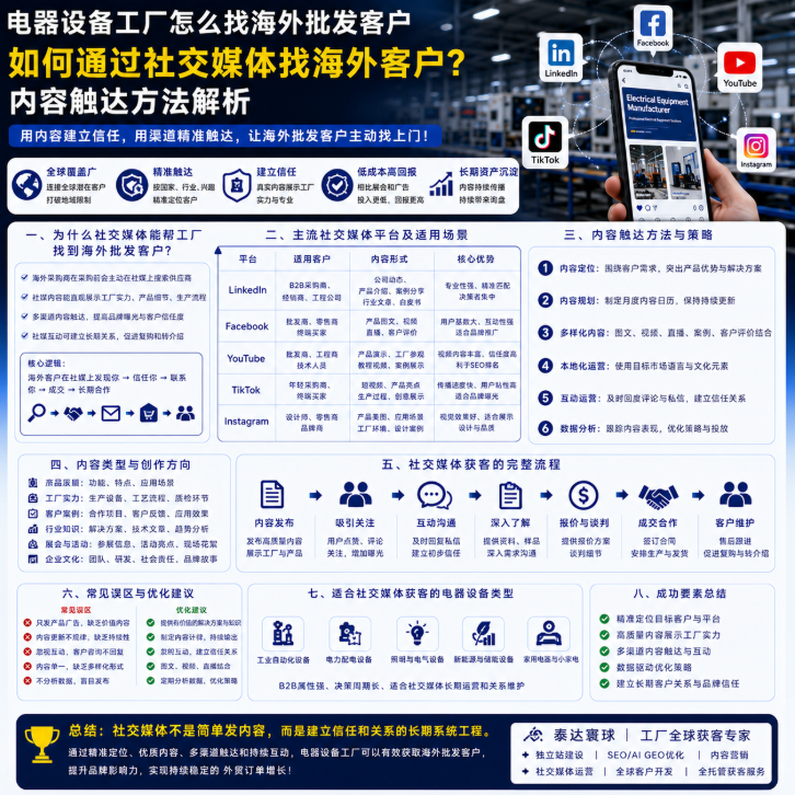电器设备工厂怎么找海外批发客户如何通过社交媒体找海外客户？内容触达方法解析.png