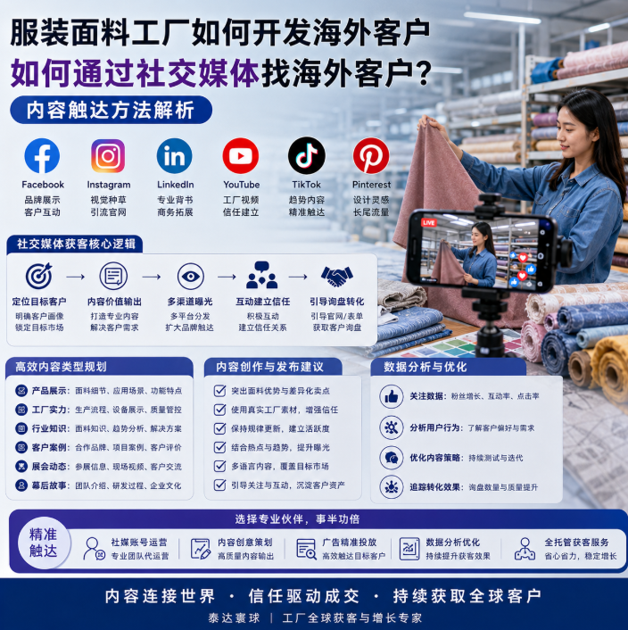 服装面料工厂如何开发海外客户如何通过社交媒体找海外客户？内容触达方法解析.png