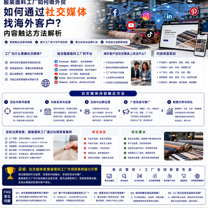 【服装面料工厂如何做外贸如何通过社交媒体找海外客户？内容触达方法解析.png