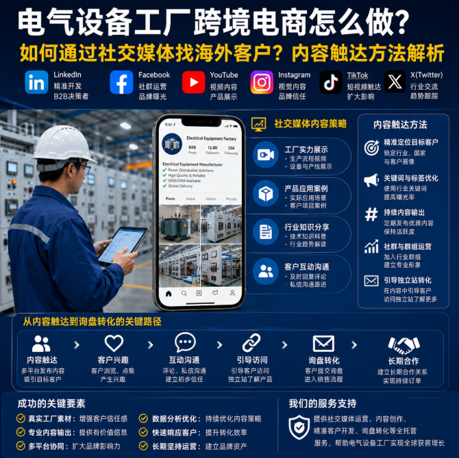 电气设备工厂跨境电商怎么做如何通过社交媒体找海外客户？内容触达方法解析.png
